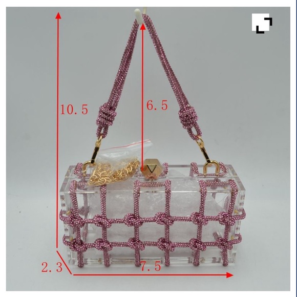 Acrylic Clear Clutch with Rhinestone Rope Detail - Picture 7 of 7
